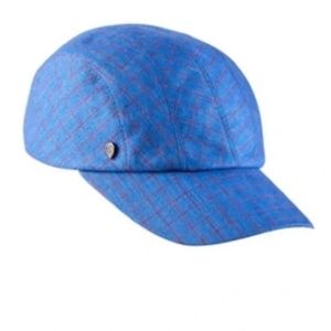 Helen Kaminski Blue Check Sawyer Baseball Cap